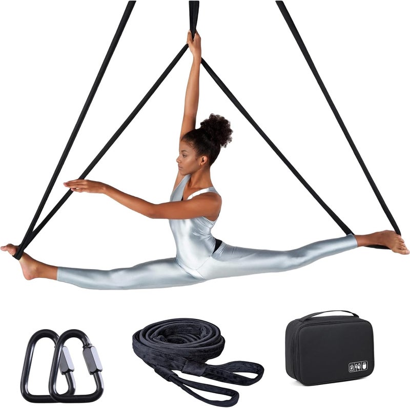 Flife Aerial Loop Straps 8ft Bodyloops 2.5 meter Velvet Covering Soft 1 pair Contortion with 2 Delta Quick Link 1 carry bag Heavy Duty for Aerial Circus Dance - Image 1